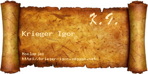 Krieger Igor névjegykártya